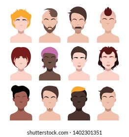 Large set of black hair styling icons for woman and man. vector Set - 3