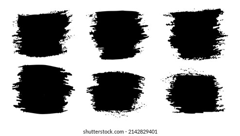 Large set of black paint, felt-tip pen strokes, brushes, lines, roughness. Black decoration elements for banner design, boxes, frames. Vector illustration.