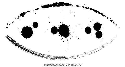 Large set of black paint, ink brush, brush. Dirty element design, box, frame or background for text. Line or texture. Vector illustration.