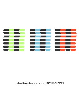 Large set of blue red and green vintage ribbons. The isolated vector is easy to edit. 