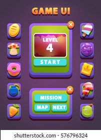 large set of boosters, progress bars, frames, buttons, game icons.Set of icon for the game. flat style