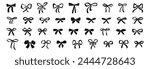 Large set of bow silhouettes. Vector black ribbon icons isolated on white background.