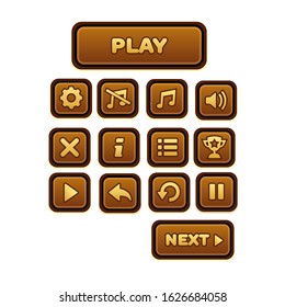 A large set of brown buttons for the game menu. UI UIX Games
