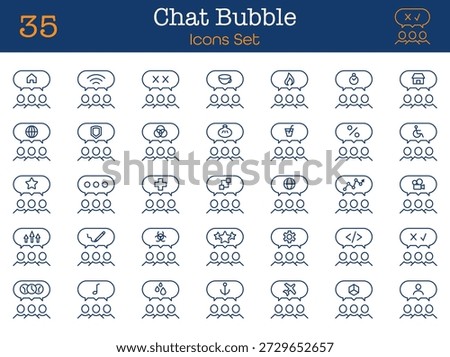 Large set of chat and communication line icons with message bubbles symbols and interface signs. Black outline icons for apps websites ui ux and social platforms. Chat Bubble Line Icons Set. Vector.