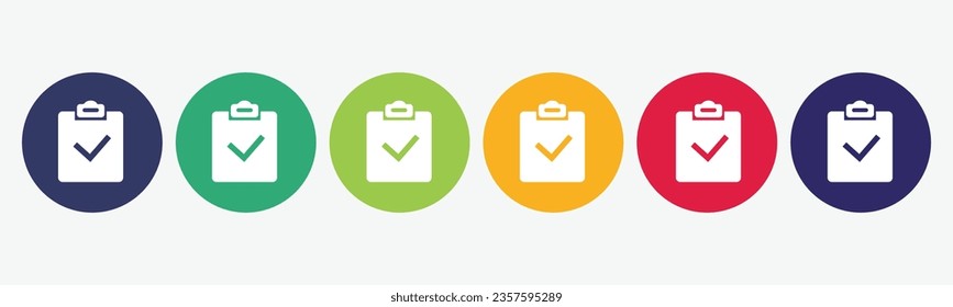 Large set with check mark icon isolated on white background.