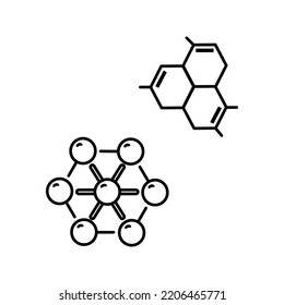 Large set of Chemistry lab and diagrammatic icons showing assorted experiments, glassware and molecules isolated on white for design elements, black and white vector illustration
