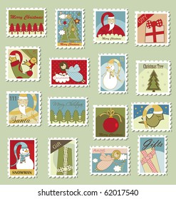 Large Set Of Christmas Postage Stamps