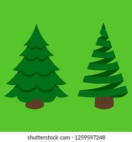 a large set of Christmas trees on the background of chromaca