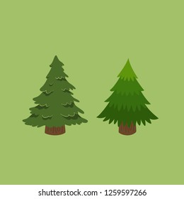 a large set of Christmas trees on a green background