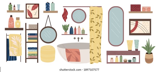 Large set of colored bathroom icons