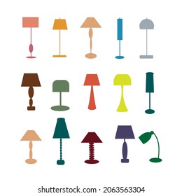 Un gran conjunto de lámparas de colores, vectores, ilustraciones.