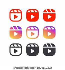 A large set colored playback buttons isolated white background  Buttons for blogging  streaming    storis  Vector illustration