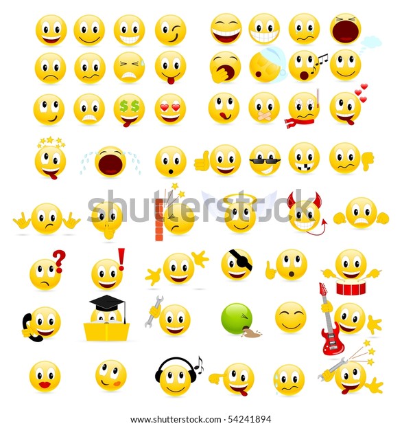 Large Set Cool Smiles Vector Illustration Stock Vector (Royalty Free ...