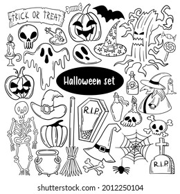 Large set of cute Halloween doodles