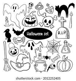Large set of cute Halloween doodles