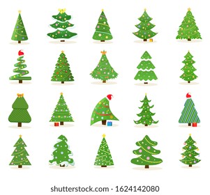 Vector Set Cartoon Christmas Trees Pines Stock Vector (Royalty Free ...