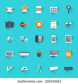 A large set of desktop icons. Set of flat  icons illustration concepts for business and finance.  computer and other electronic equipment 