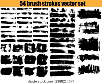 Large set different grunge brush strokes. Dirty artistic design elements isolated on white background. Black ink vector brush strokes

