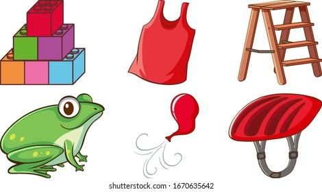 Large set of different objects on white background illustration