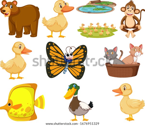 Large Set Different Types Animals On Stock Vector (Royalty Free