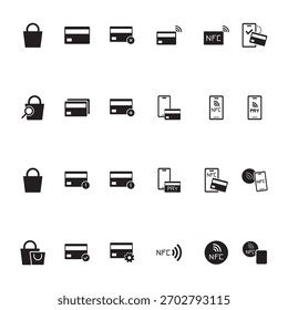 A large set of diverse payment and shopping vector icons.