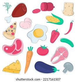 Large Set Of Doodle Food Clip Art