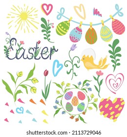 Large set with Easter symbols and treats
