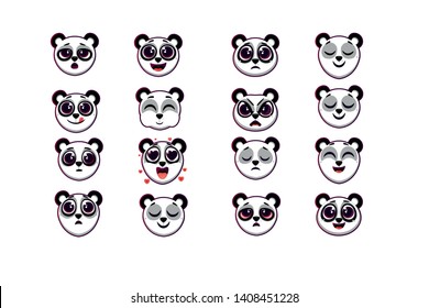 a large set of emotions, a set of panda emotions, different emotions of a panda. - vector