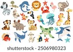 Large set of flat vector illustrations in children