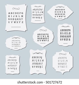 Um grande conjunto de quadros de diferentes formas com o alfabeto. Ilustração vetorial.