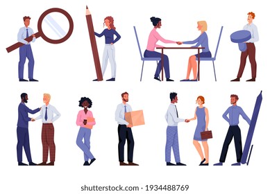 Large set of full length male and female business characters