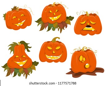 A large set of fun and awesome pumpkins for the Halloween party.