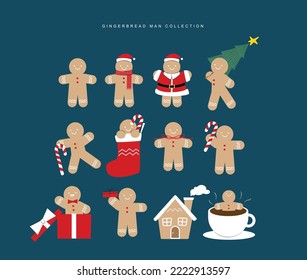 A large set of gingerbread man Illustration vector collection