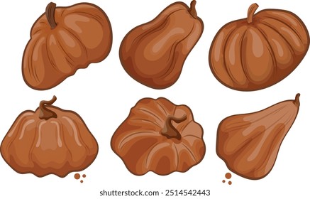 large set of gingerbread templates in the shape of pumpkins of various sizes and shapes, for a variety of Halloween designs	