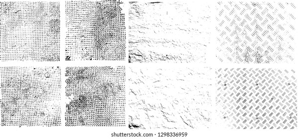 Large set of Grunge Black Distress Texture .Wall Background .Vector 