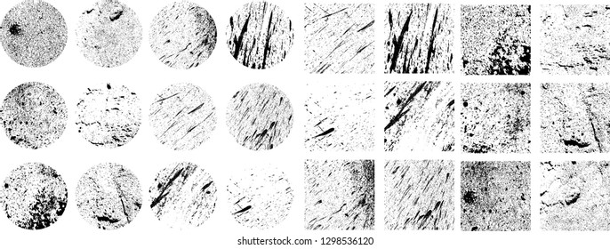 Large set of Grunge Black vector Distress Textures .Wall Background 