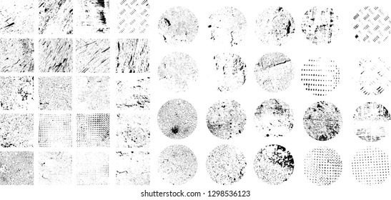 Large set of Grunge Black vector Distress Textures .Wall Background 