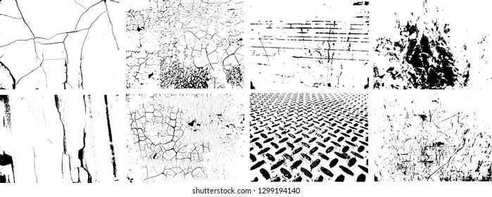 Large set of Grunge Black vector Distress Textures .Wall Background 