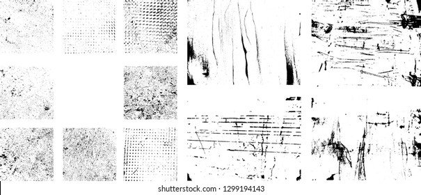 Large set of Grunge Black vector Distress Textures .Wall Background 