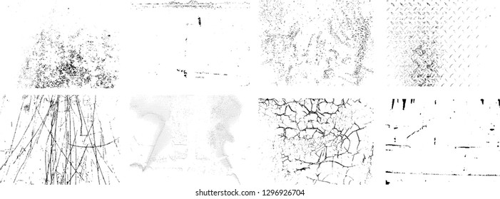 Large set of Grunge Black and White Distress Texture .Wall Background .Vector 