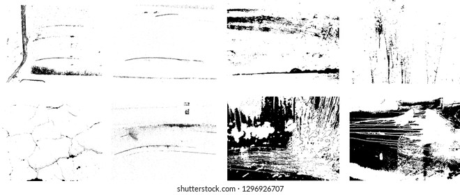 Large set of Grunge Black and White Distress Texture .Wall Background .Vector 