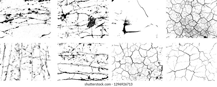 Large set of Grunge Black and White Distress Texture .Wall Background .Vector 