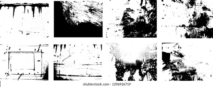 Large set of Grunge Black and White Distress Texture .Wall Background .Vector 