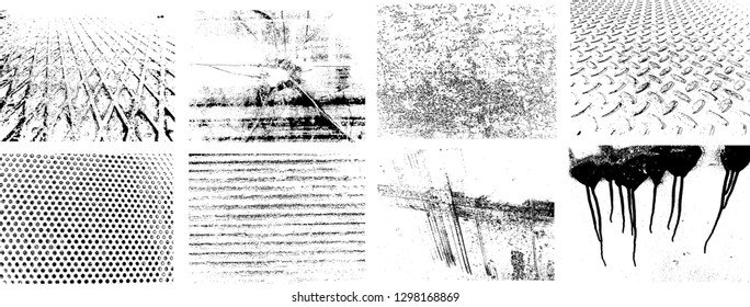 Large set of Grunge Black and White Distress Texture .Wall Background .Vector 