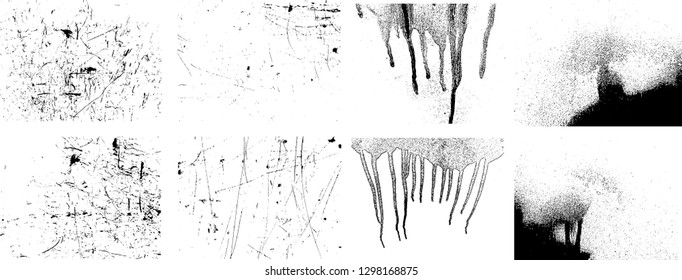 Large set of Grunge Black and White Distress Texture .Wall Background .Vector 