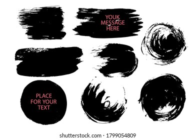 A large set of grunge elements.Brush strokes,banners, borders, frame or background for text.