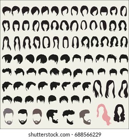 Large set of hairstyles for men and women 