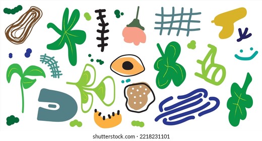 Large set of hand drawn doodle shapes and objects. Abstract modern contemporary trendy vector illustration