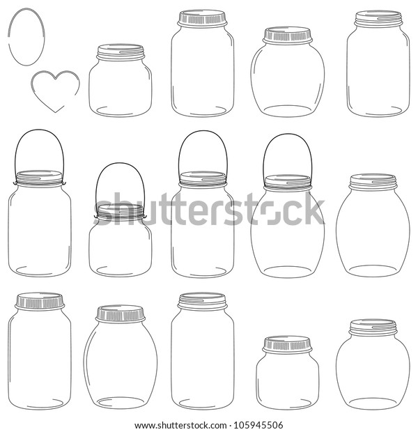 Large Set Hand Drawn Mason Jar Stock Vector (Royalty Free) 105945506