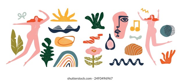 A large set of hand-drawn various shapes and doodles. Abstract modern modern trendy vector illustration. All elements are isolated.